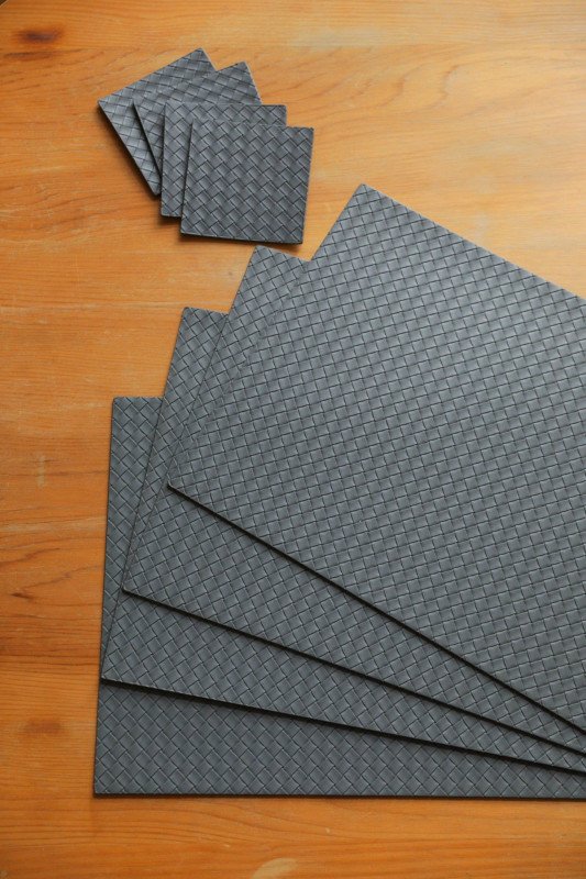 Nappa Placemat and Coaster Gray — PM25-LRG